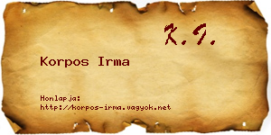 Korpos Irma névjegykártya